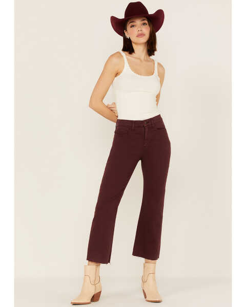Sneak Peek Women's Plum Raw Hem Crop Jeans , Purple, hi-res