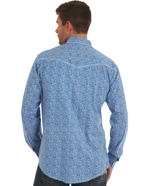 Image #2 - Wrangler 20X Men's Paisley Print Advanced Comfort Long Sleeve Western Shirt , Blue, hi-res
