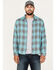 Brixton Men's Bowery Soft Weave Long Sleeve Button Down Flannel Shirt, Teal, hi-res