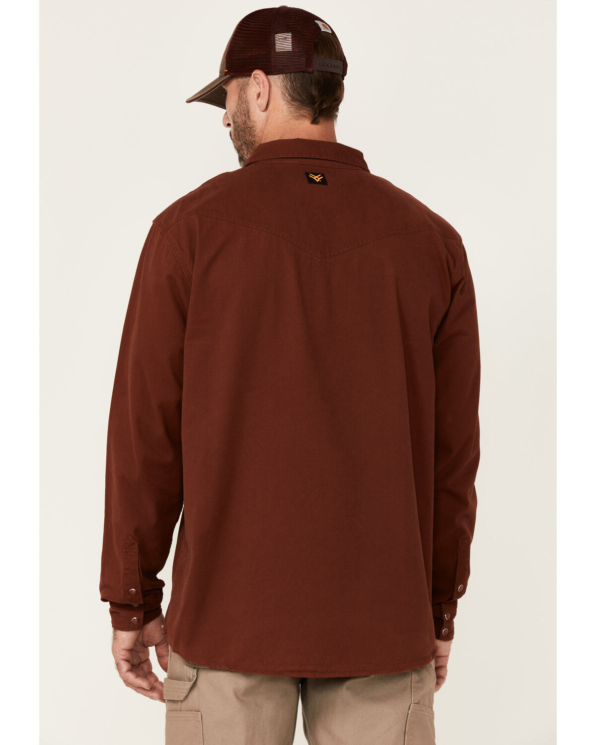 Image #4 - Hawx Men's Solid Mahogany Twill Snap Long Sleeve Work Shirt - Big, Mahogany, hi-res