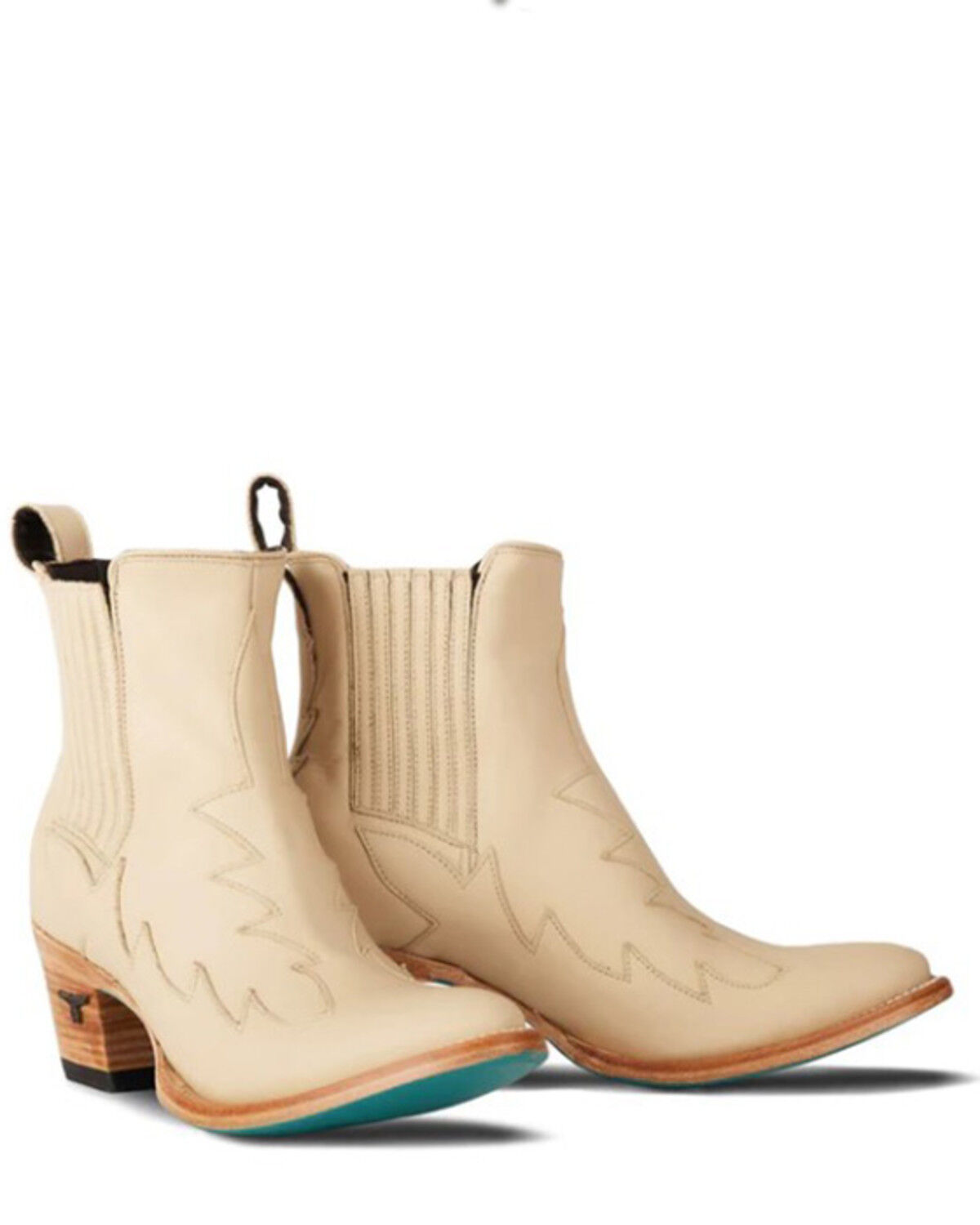 Image #1 - Lane Women's Western Chelsea Booties - Round Toe, Ivory, hi-res