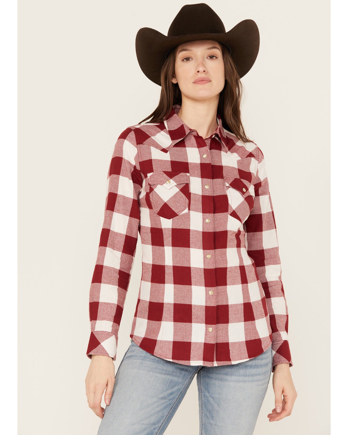 Image #1 - Wrangler Retro Women's Boot Barn Exclusive Long Sleeve Snap Western Flannel Shirt, , hi-res
