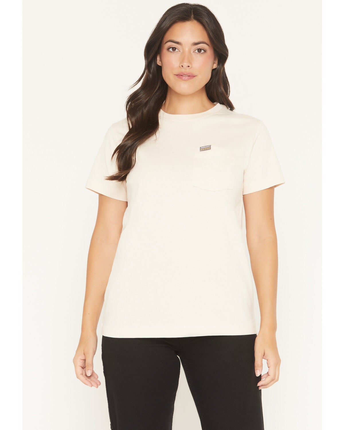 Image #3 - Ariat Women's Rebar Cotton Strong Anvil Logo Short Sleeve Graphic Tee, Cream, hi-res
