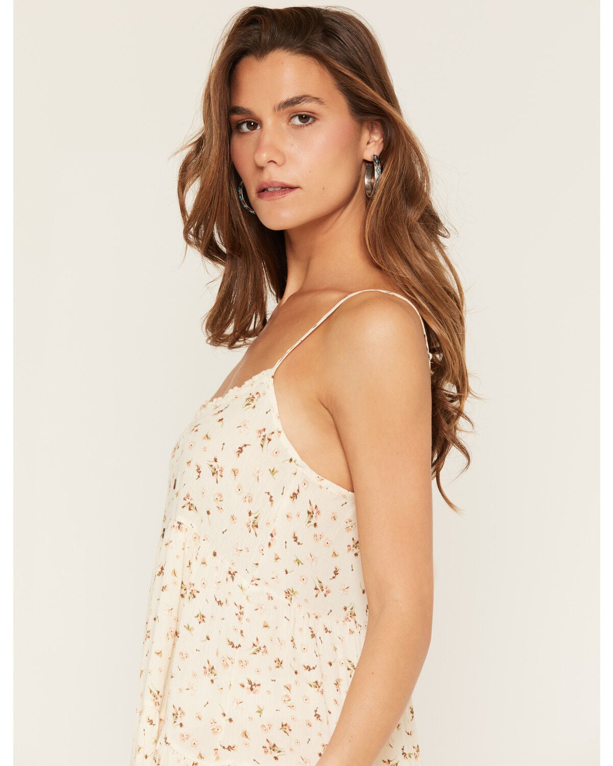 Image #2 - Wild Moss Women's Floral Print Mini Dress, Cream, hi-res