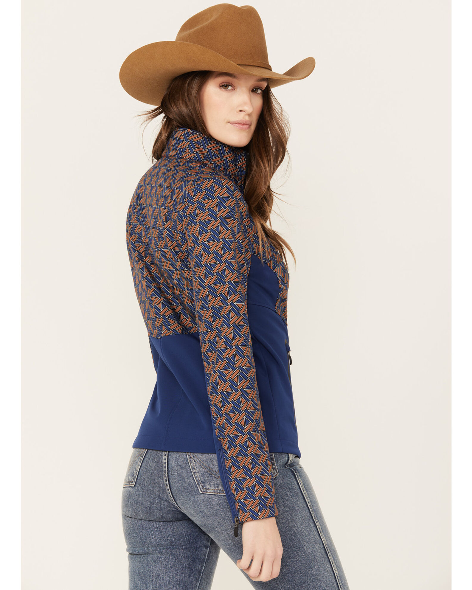 Image #4 - RANK 45® Women's Fannie Geo Print Softshell Jacket, Royal Blue, hi-res