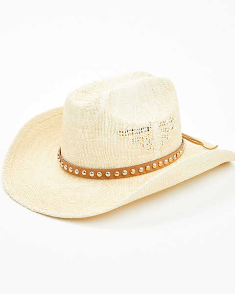 Shyanne Women's Studded Straw Cowboy Hat , Natural, hi-res