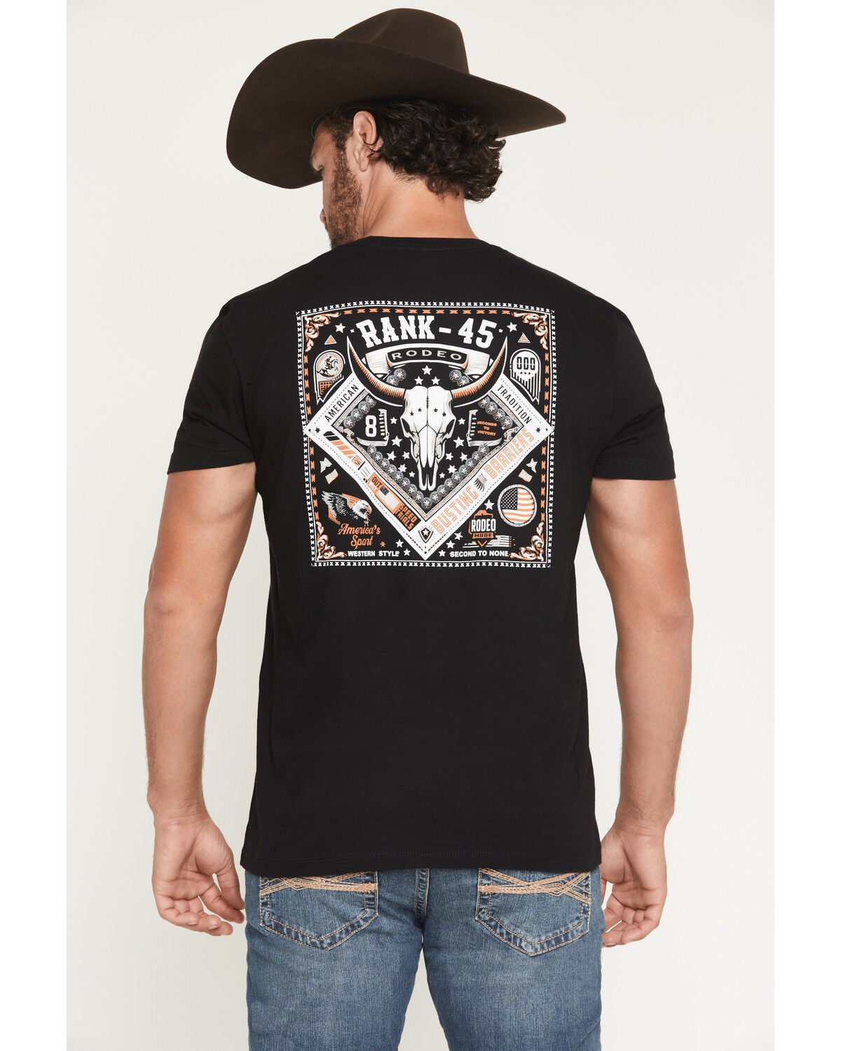 RANK 45&reg; Men's Bandana Square Short Sleeve Graphic T-Shirt, Black, hi-res