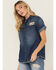 Image #2 - Idyllwind Women's Ellwood Dark Wash Short Sleeve Denim Shirt, Dark Wash, hi-res