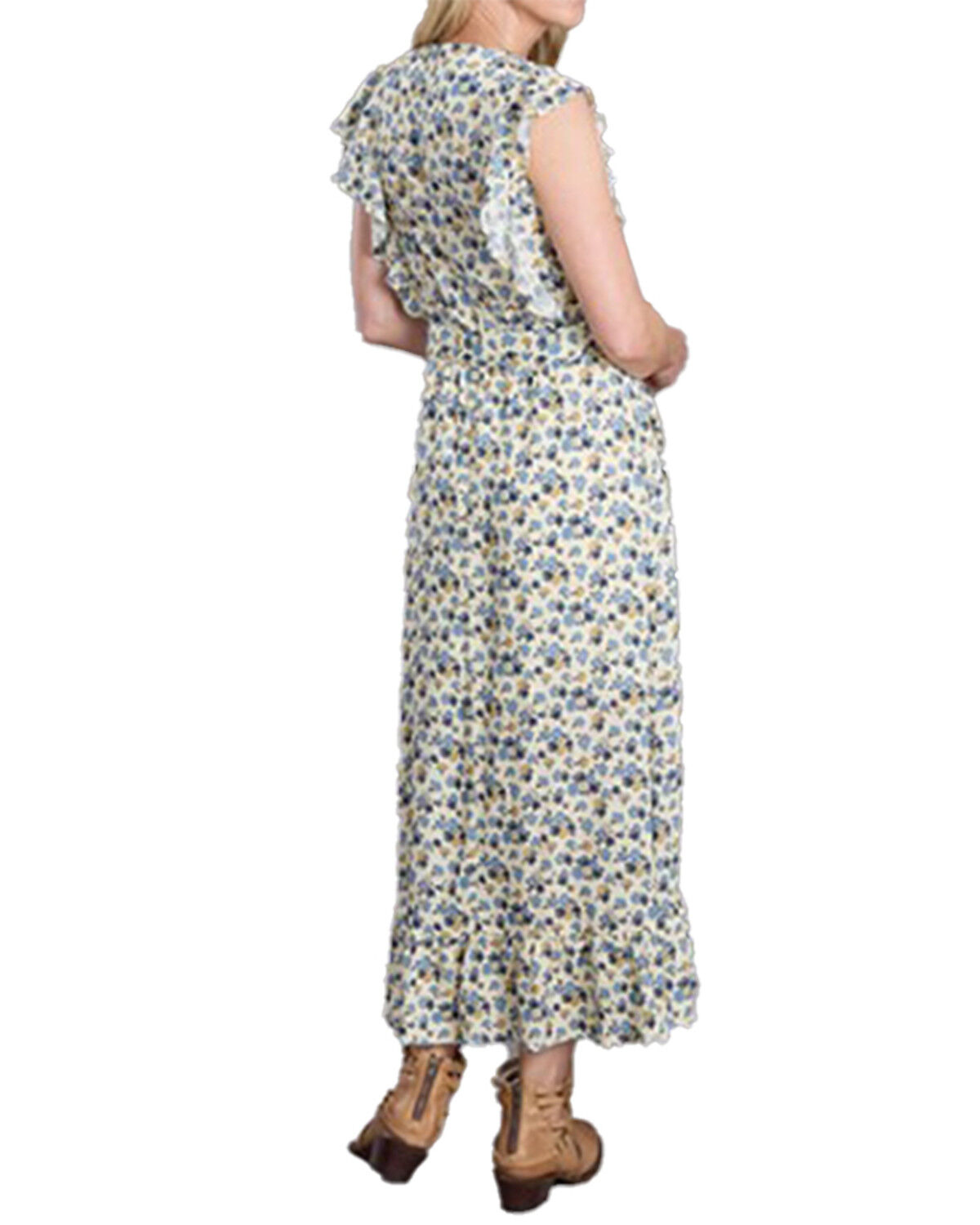 Image #2 - Stetson Women's Field Flowers Floral Print Short Sleeve Maxi Dress, Cream, hi-res