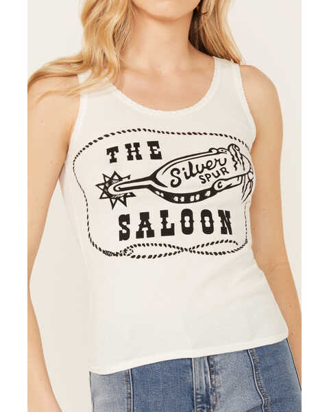 Image #3 - Bandit Women's Saloon Graphic Tank Top , White, hi-res