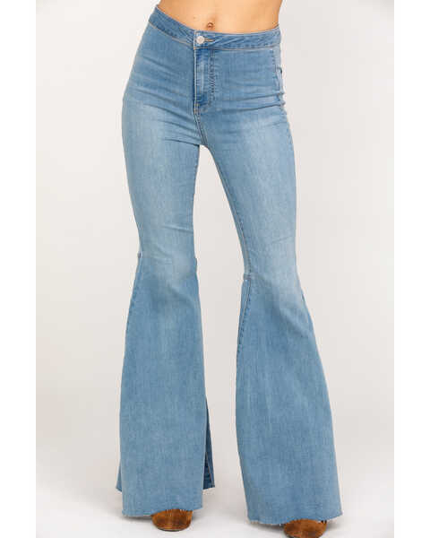 Image #1 - Free People Women's Light Wash High Rise Just Float On Flare Jeans, Blue, hi-res