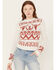 Image #1 - Wrangler Retro Women's Longhorn Horseshoe Long Sleeve Sweater, White, hi-res