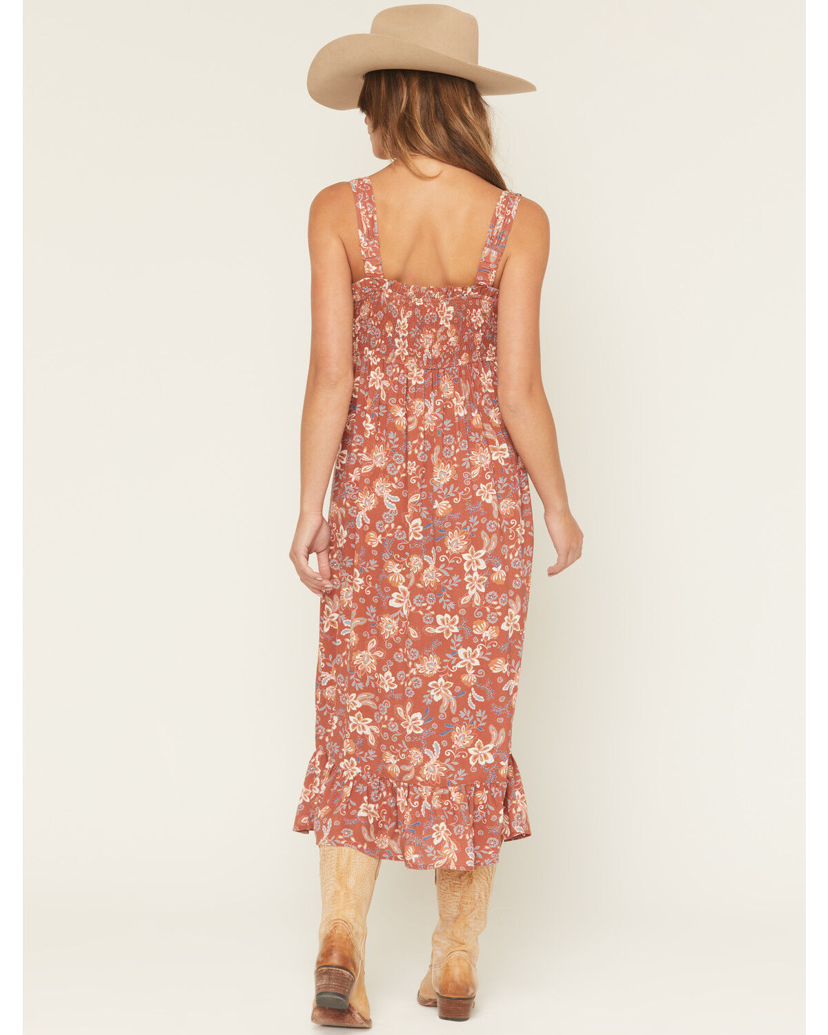 Image #4 - Cotton & Rye Women's Floral Print Sleeveless Button-Down Midi Dress, Rust Copper, hi-res