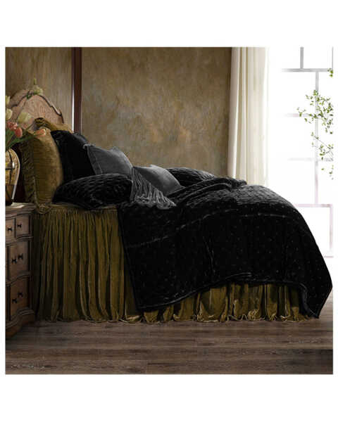 Image #1 -  HiEnd Accents Green Stella Faux Silk & Velvet Queen 3-Piece Bedspread Set, Green, hi-res