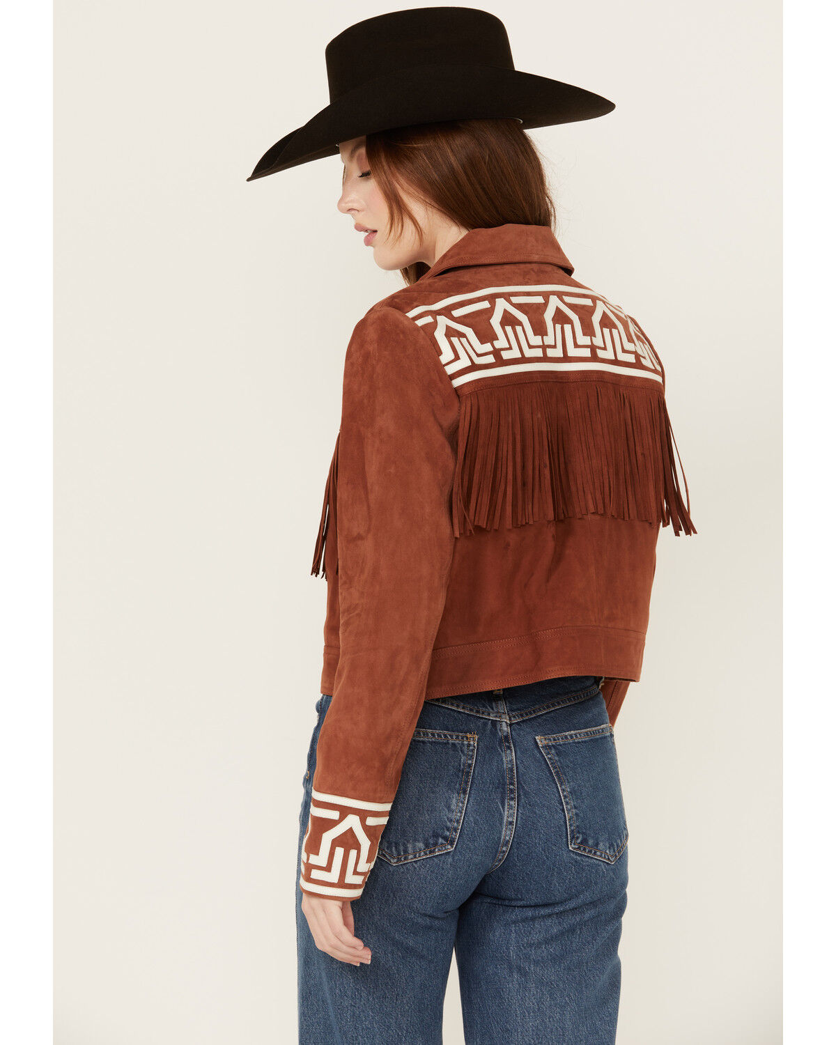 Image #4 - Shyanne Women's Embroidered Fringe Suede Jacket, Lt Brown, hi-res