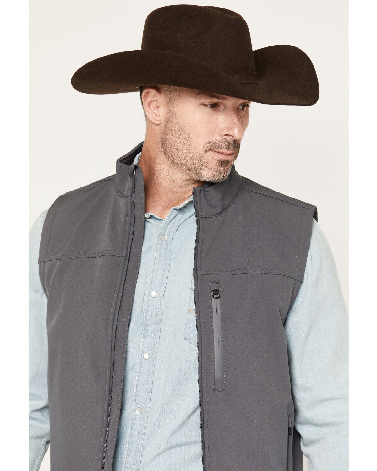 Image #2 - Cody James Men's Estacado Solid Concealed Carry Softshell Vest, Charcoal, hi-res