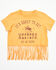 Image #1 - Shyanne Toddler Girls' It's About To Get Western Fringe Short Sleeve Graphic Tee, Gold, hi-res