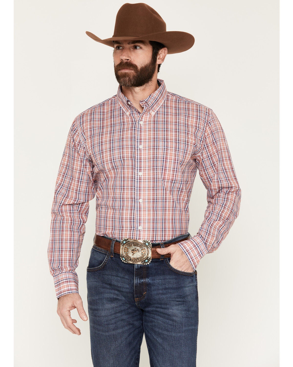 Image #4 - Wrangler Riata Men's Assorted Plaid Print Long Sleeve Button-Down Western Shirt, Multi, hi-res