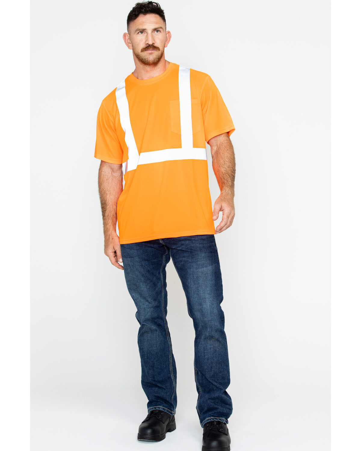 Image #6 - Hawx Men's Short Sleeve Reflective Work Tee - Big & Tall, Orange, hi-res