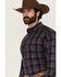 Image #2 - Ariat Men's Tyler Plaid Print Long Sleeve Button-Down Western Shirt, Navy, hi-res