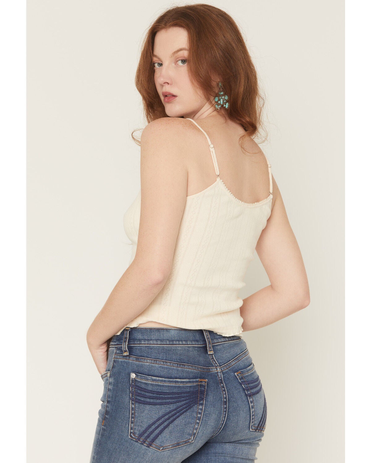 Image #4 - Miss Me Women's Bow Tank Top, Natural, hi-res