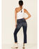 VIGOSS Women's Dark Wash High Rise Stevie Straight Distressed Jeans, Dark Blue, hi-res