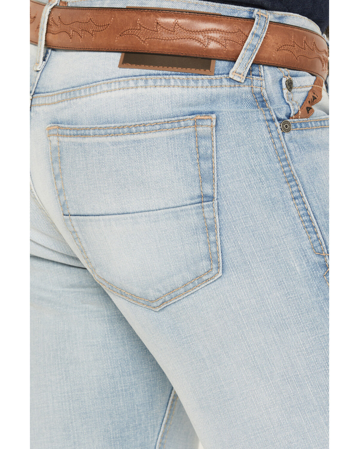 Image #4 - Ariat Men's M7 Grizzly Light Wash Slim Straight Stretch Denim Jeans, Light Wash, hi-res