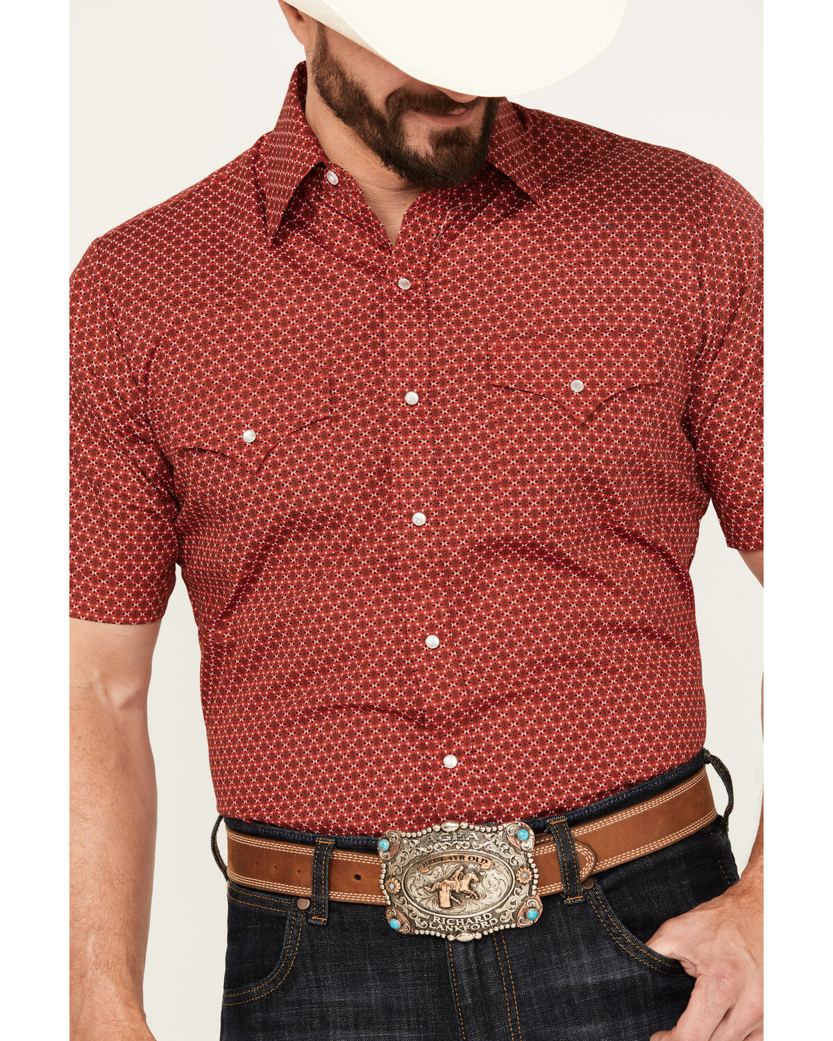 Image #3 - Ely Walker Men's Print Short Sleeve Pearl Snap Western Shirt, , hi-res