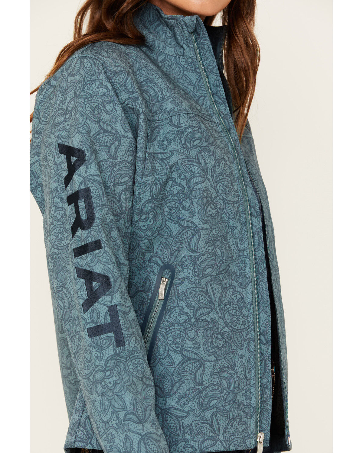 Image #3 - Ariat Women's Printed Team Softshell Jacket, Teal, hi-res