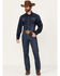 Image #1 - Cinch Men's Bronze Label Dark Wash Slim Tapered Rigid Denim Jeans, Blue, hi-res