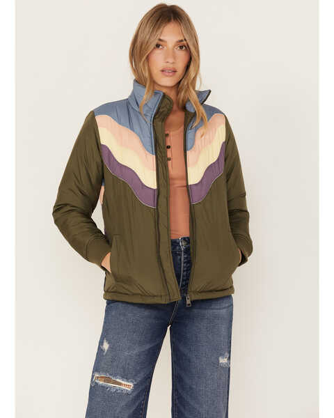 Image #2 - Cleo + Wolf Women's Rising Sun Color Block Puffer Jacket, , hi-res