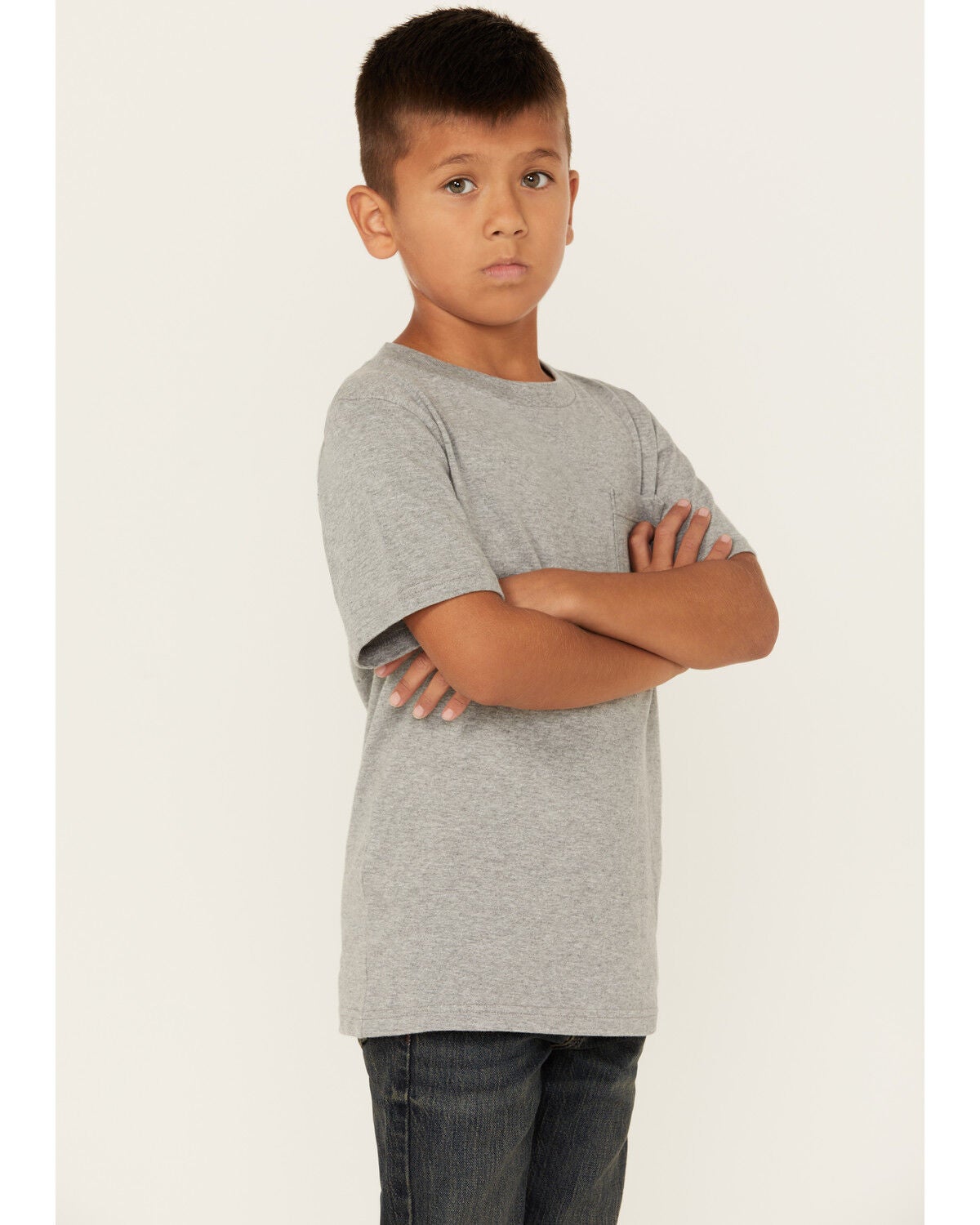 Image #3 - Carhartt Boys' Logo Pocket Short Sleeve T-Shirt, Charcoal, hi-res
