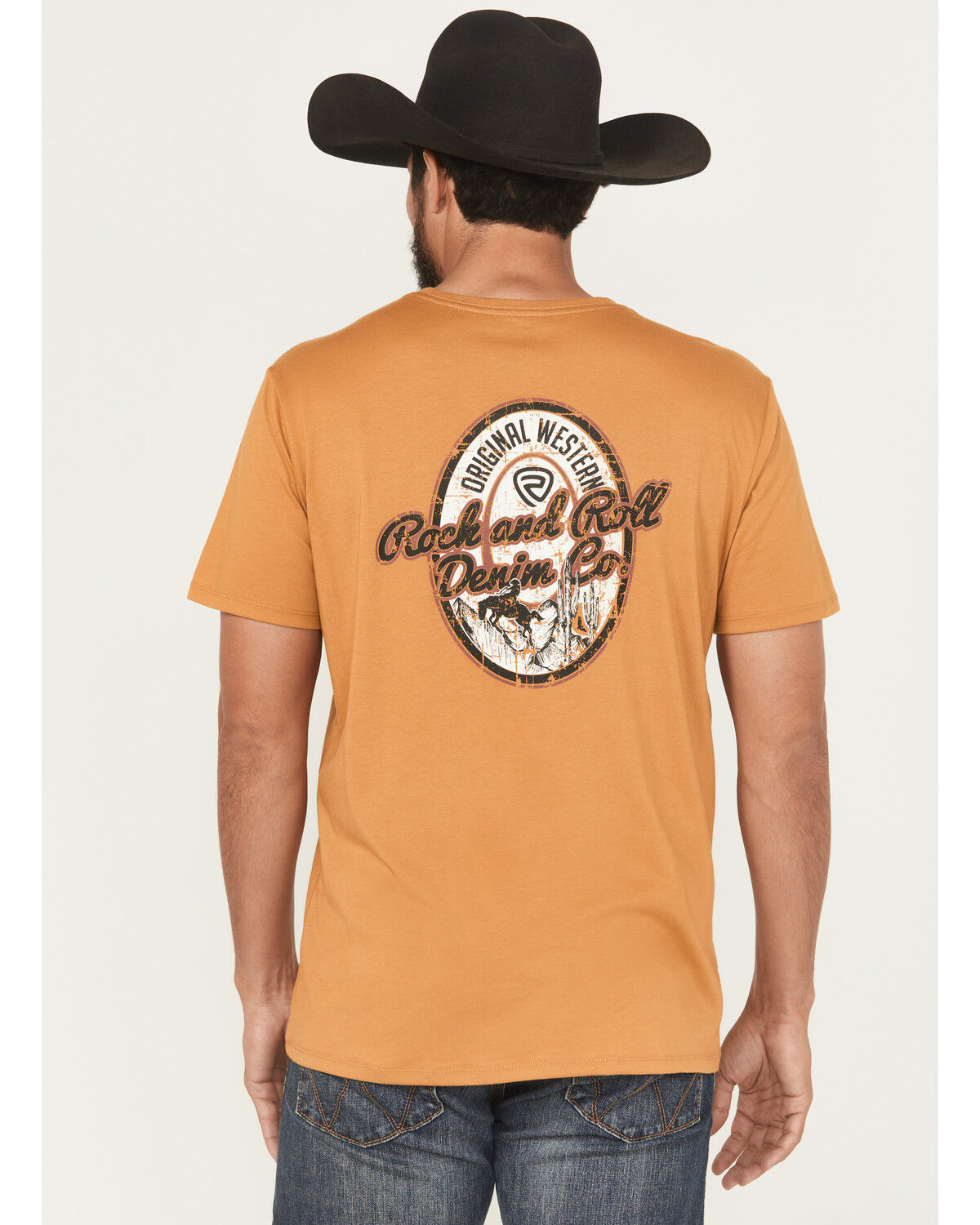 Image #1 - Rock & Roll Denim Men's Logo Short Sleeve Graphic T-Shirt, Gold, hi-res