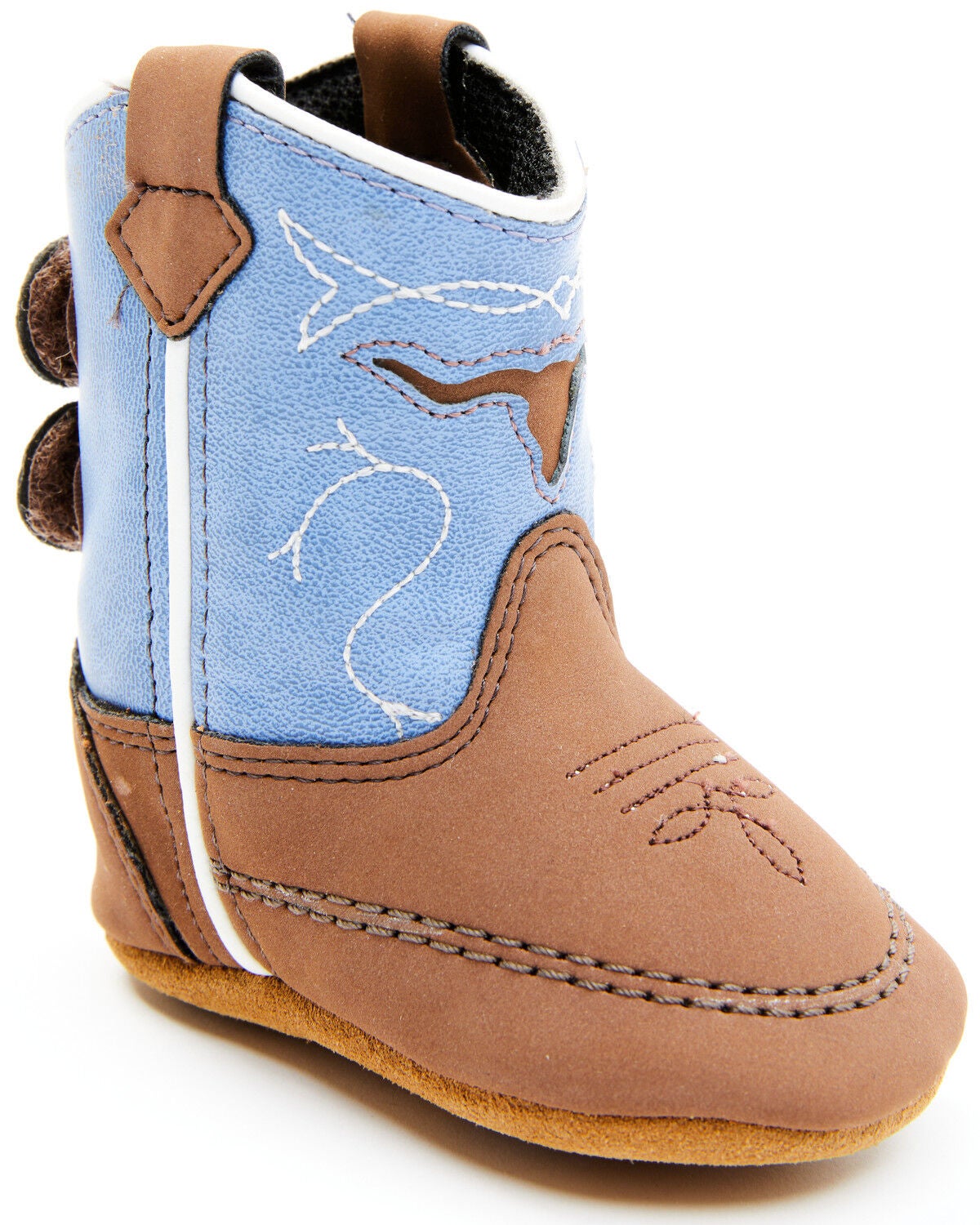 Boot Barn Infant Boys' Longhorn Poppet Boots- Round Toe, Brown/blue, hi-res