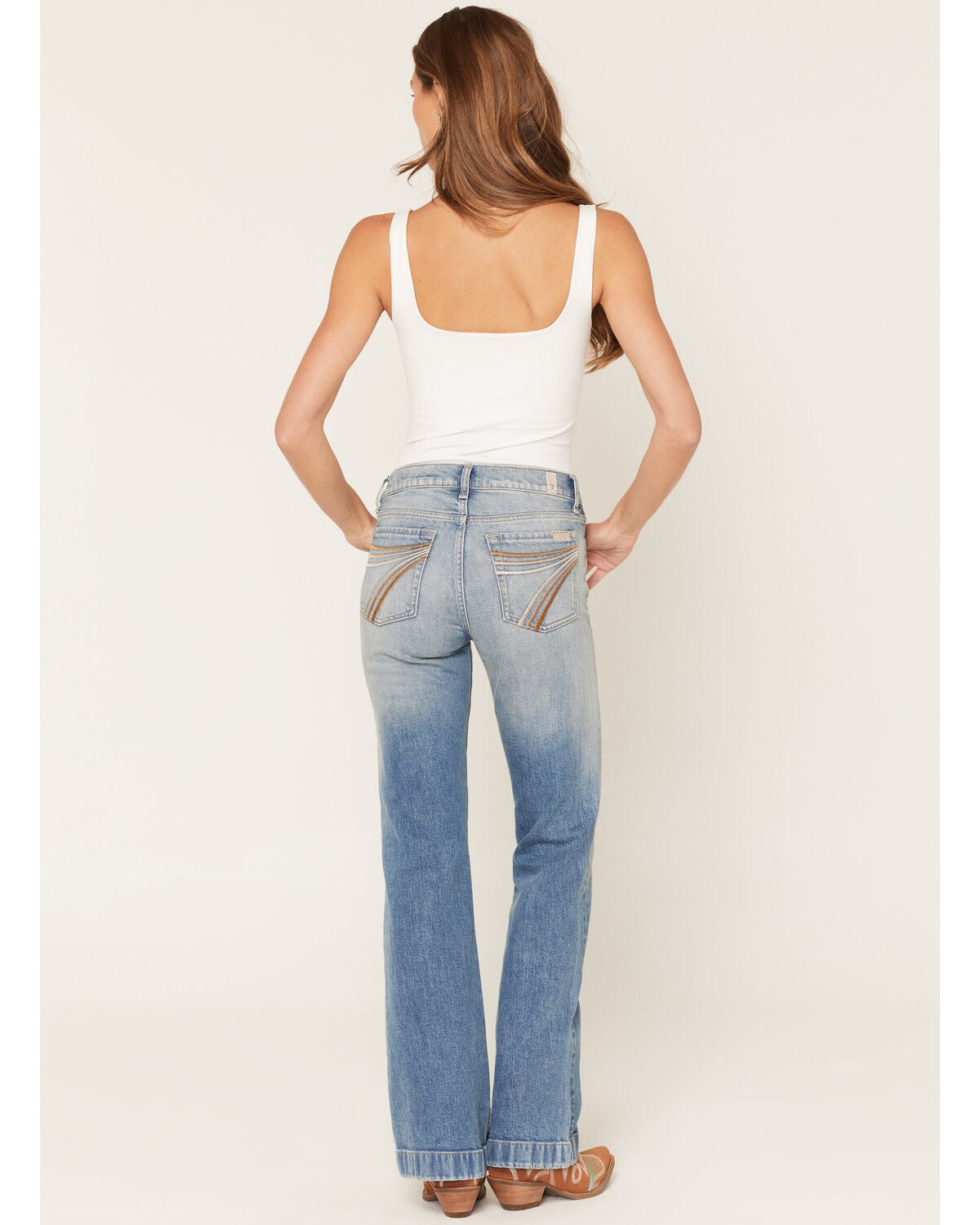 7 For All Mankind Women's Light Wash Tailorless Bootcut Stretch Denim Jeans, Light Wash, hi-res