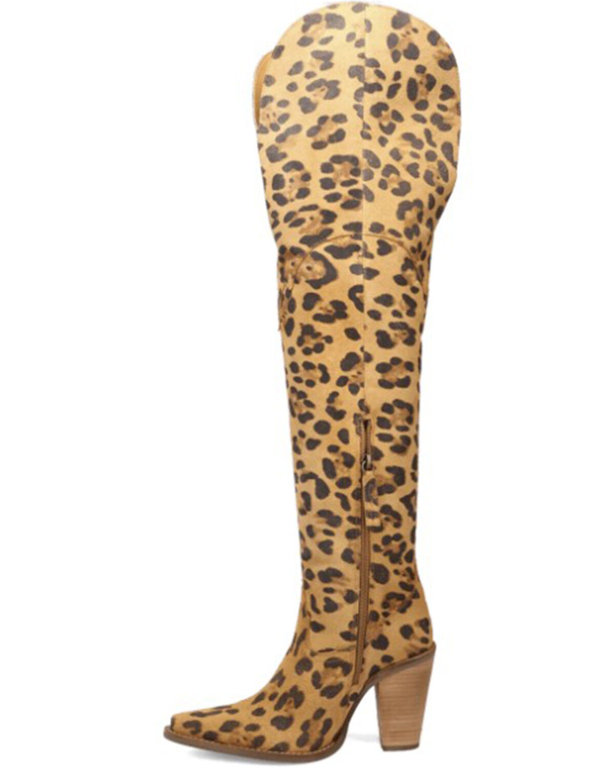 Image #3 - Dingo Women's Diva Leopard Print Thigh High Western Boots - Snip Toe, Leopard, hi-res