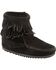 Image #1 - Minnetonka Girls' Double Fringe Side-Zip Moccasin Boot, Black, hi-res