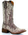 Image #1 - Corral Girls' Crater Bone Embroidered Western Boots - Broad Square Toe, Brown, hi-res