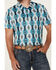 Image #3 - Rock & Roll Denim Men's Southwestern Print Short Sleeve Polo Shirt, Turquoise, hi-res