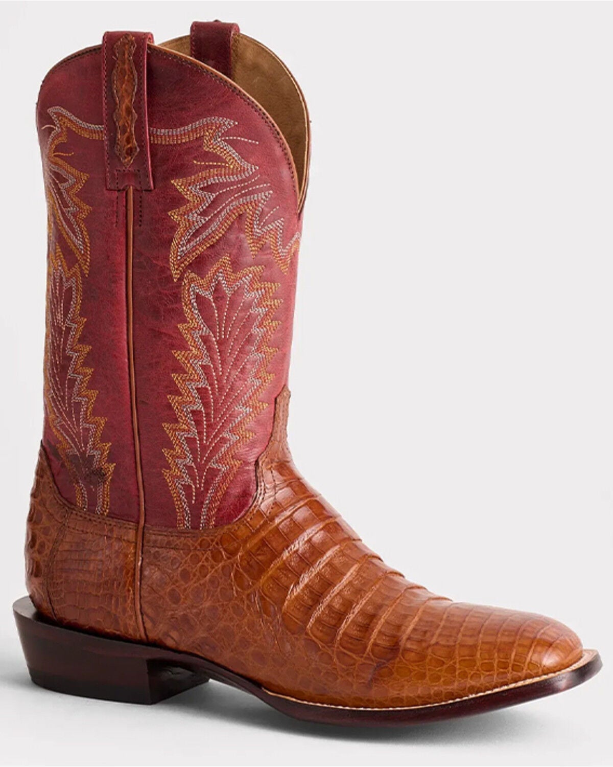 Lucchese Men's Wyatt Exotic Caiman Belly Western Boots - Broad Square Toe, Sienna, hi-res