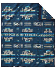 Pendleton Chief Joseph Jacquard Aegean Blanket - Twin, Blue, hi-res