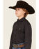 Image #2 - Panhandle Boys' Geo Print Long Sleeve Snap Western Shirt, Charcoal, hi-res