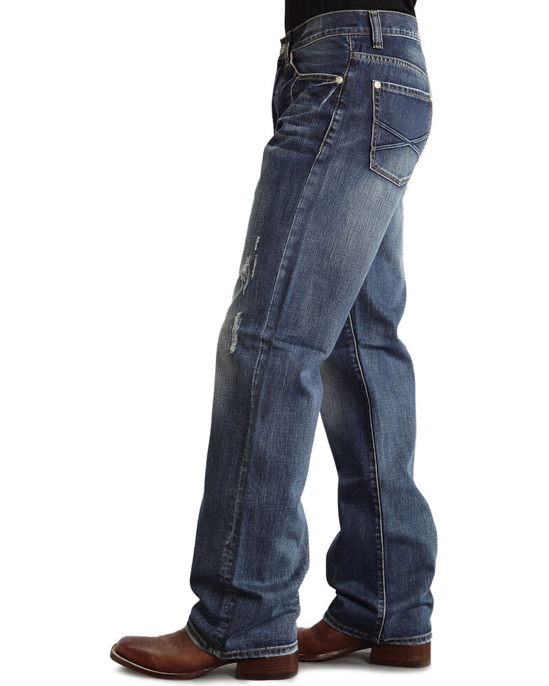Stetson Modern Fit Embossed "X" Stitched Jeans, Med Wash, hi-res