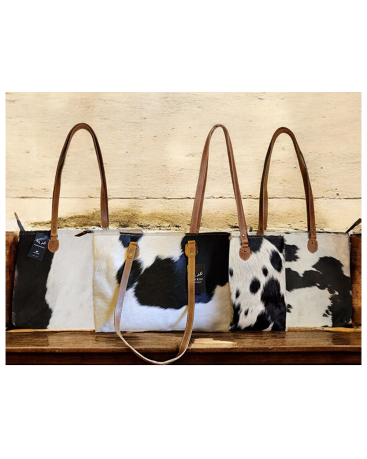 Image #4 - Ranch Junkie Women's Highlands Genuine Cowhide Large Tote, Black/white, hi-res