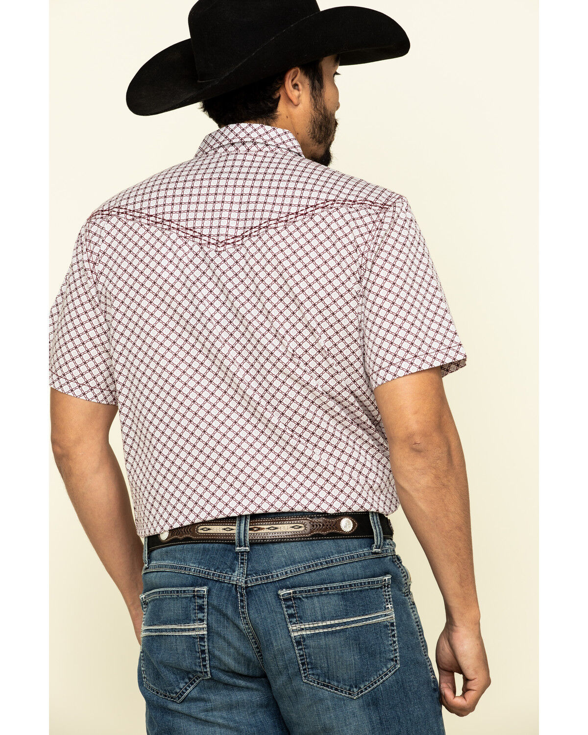 Image #2 - Cody James Men's Kaleidoscope Geo Print Short Sleeve Western Shirt, Maroon, hi-res
