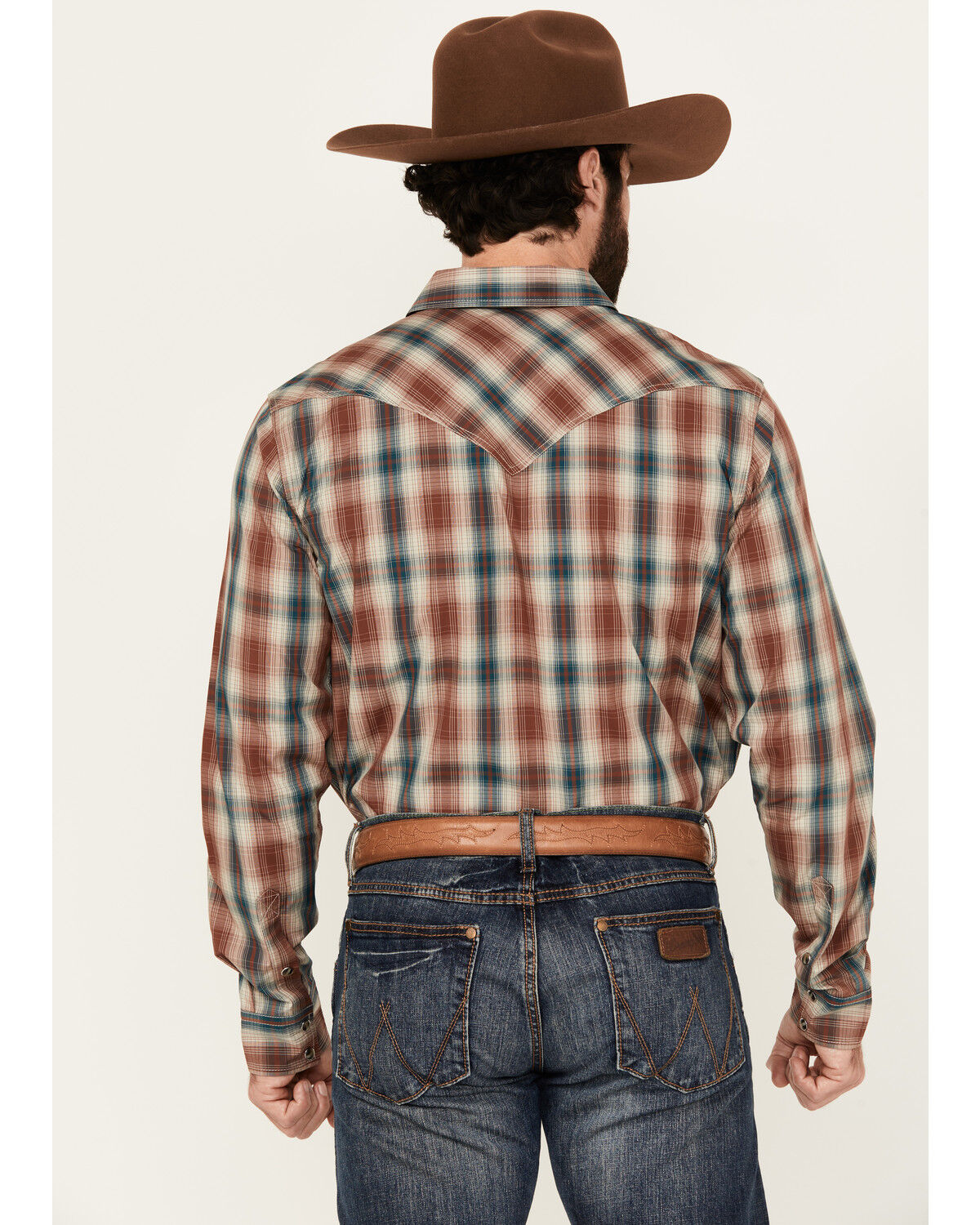Image #4 - Cody James Men's Ricardo Plaid Print Long Sleeve Snap Western Shirt, Tan, hi-res