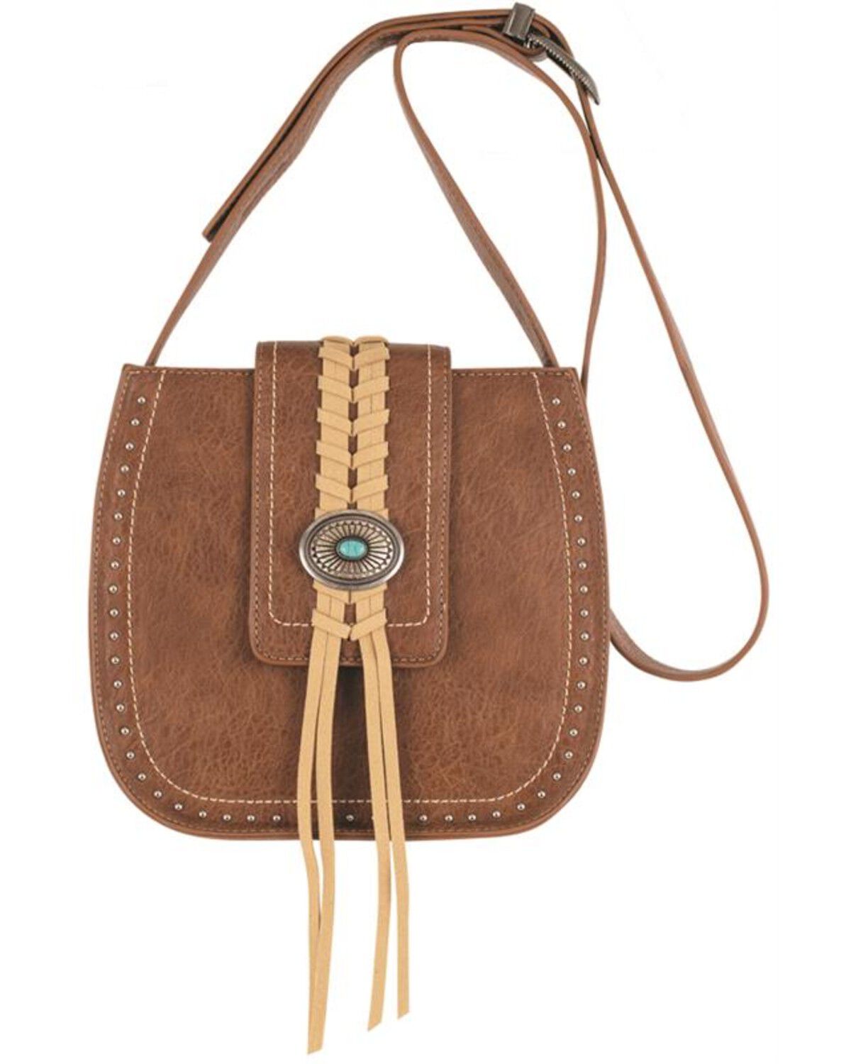 Image #1 - Justin Women's Concho and Tassel Saddle Bag, Brown, hi-res