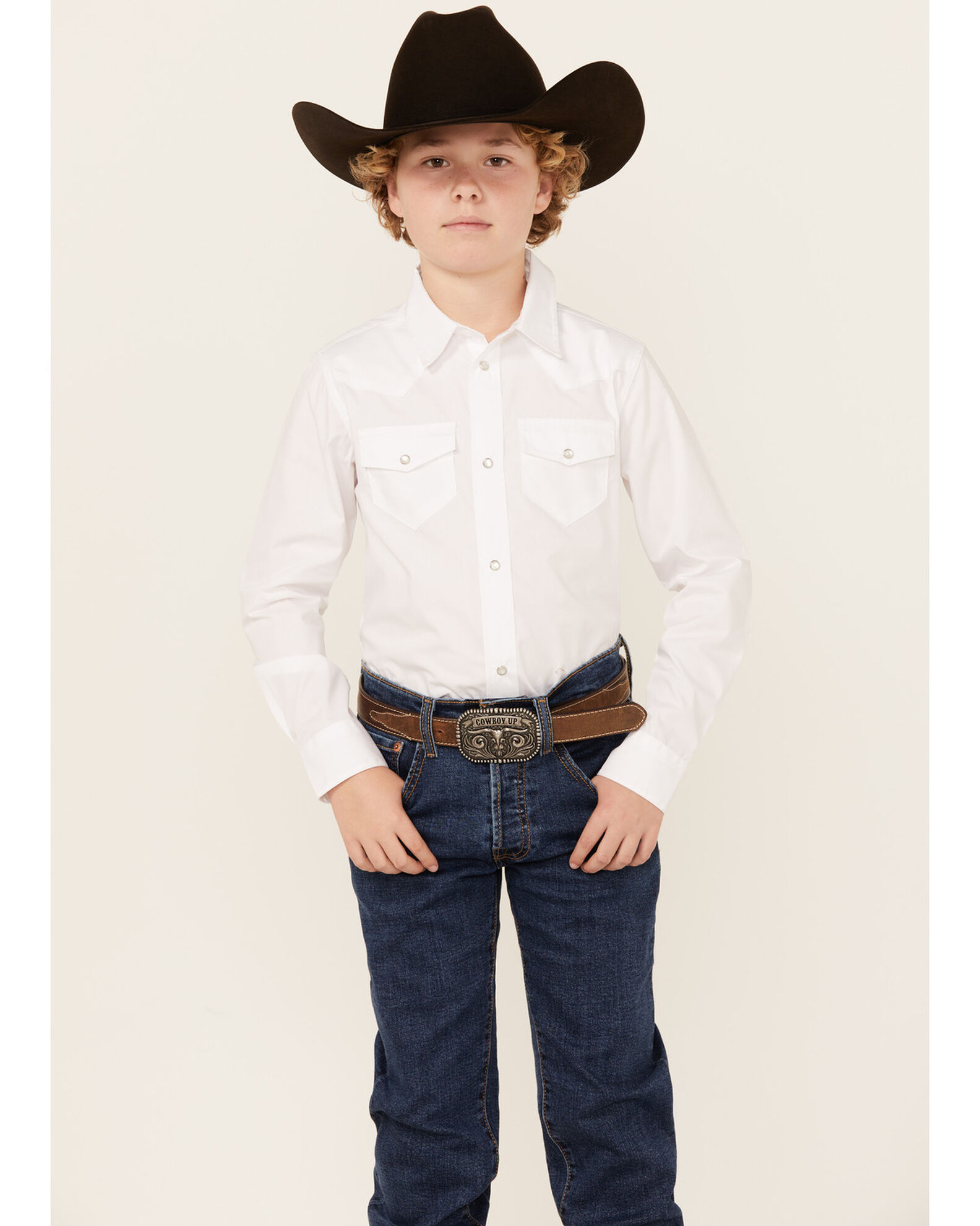 Boys white western shirt clearance