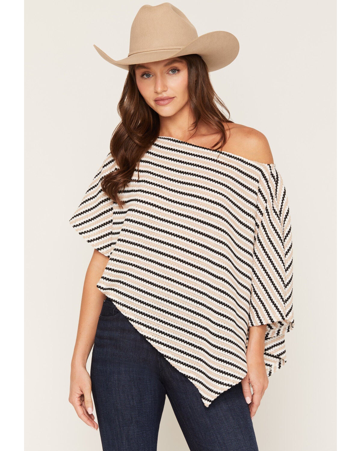 Image #1 - Wild Moss Women's Asymmetrical Poncho Top, Tan, hi-res