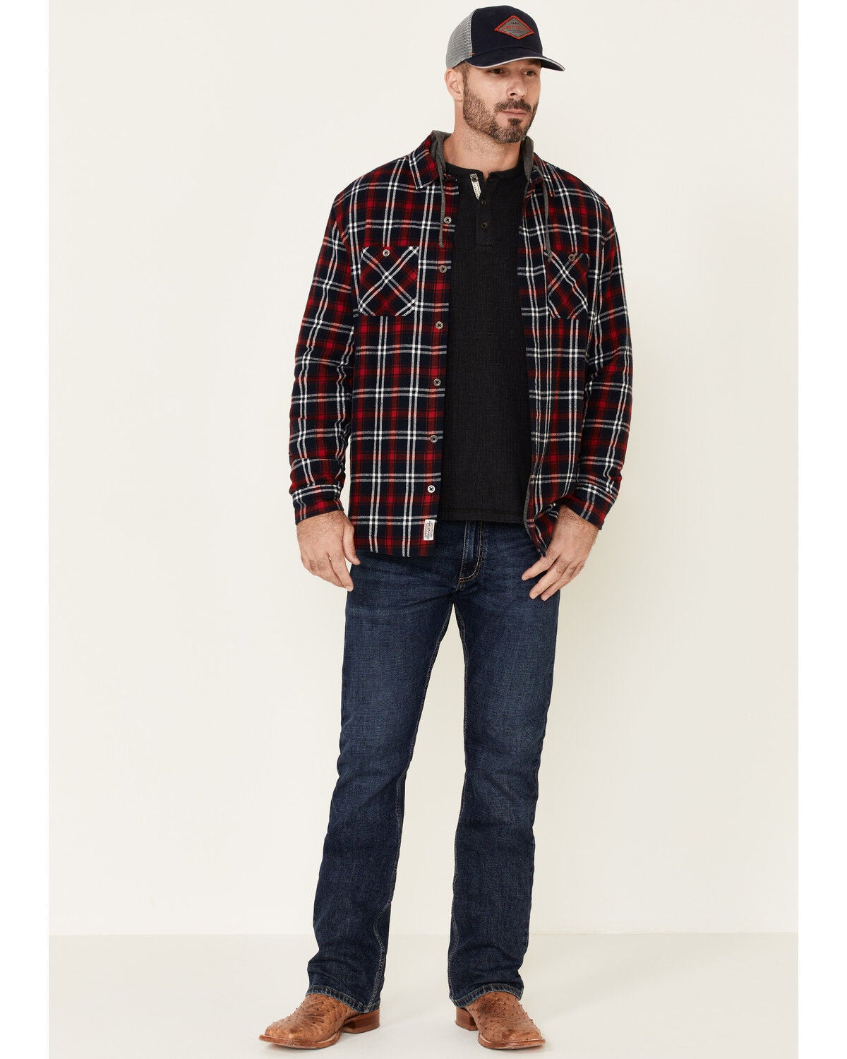 Flag & Anthem Men's Holloway Large Plaid Print Hooded Shirt Jacket, Multi, hi-res